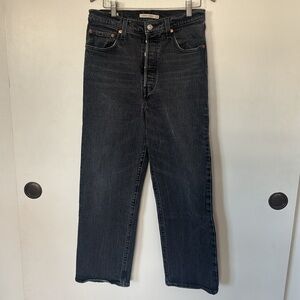 Levi's Premium Charcoal Button-Fly Ribcage Straight Jeans